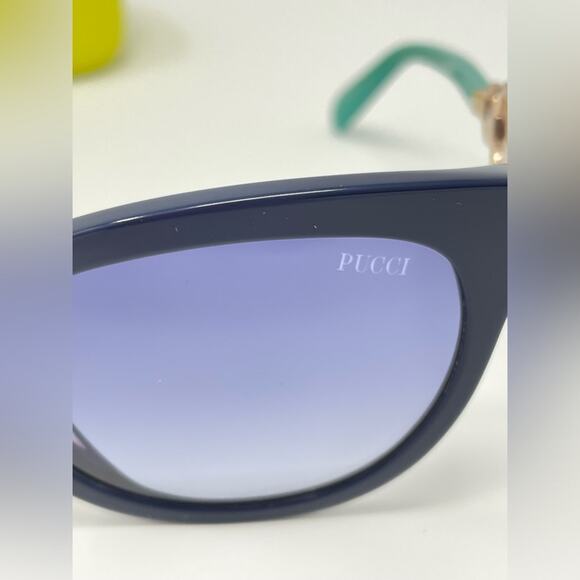 Emilio Pucci 💙 54mm Cat Eye Sunglasses SHINY BLUE/GRADIENT BLUE oversized retro - Picture 10 of 13